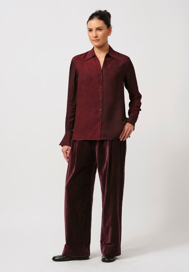 Ziggy Chen Cotton Velvet Pants in Aubergine Purple	