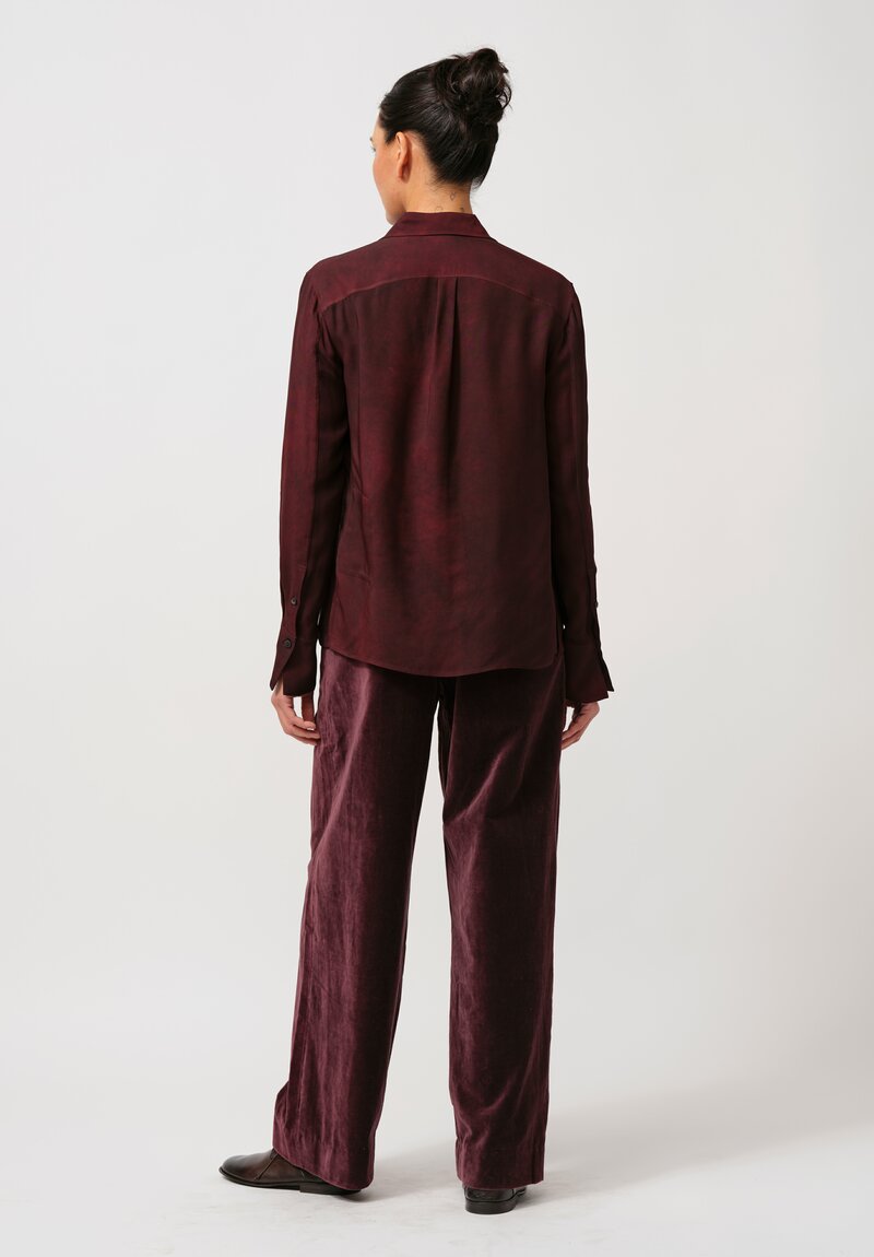 Ziggy Chen Cotton Velvet Pants in Aubergine Purple	