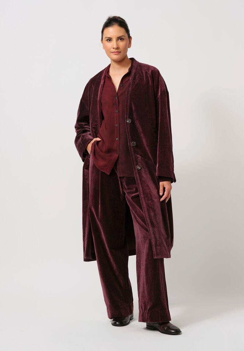 Ziggy Chen Cotton Velvet Pants in Aubergine Purple	