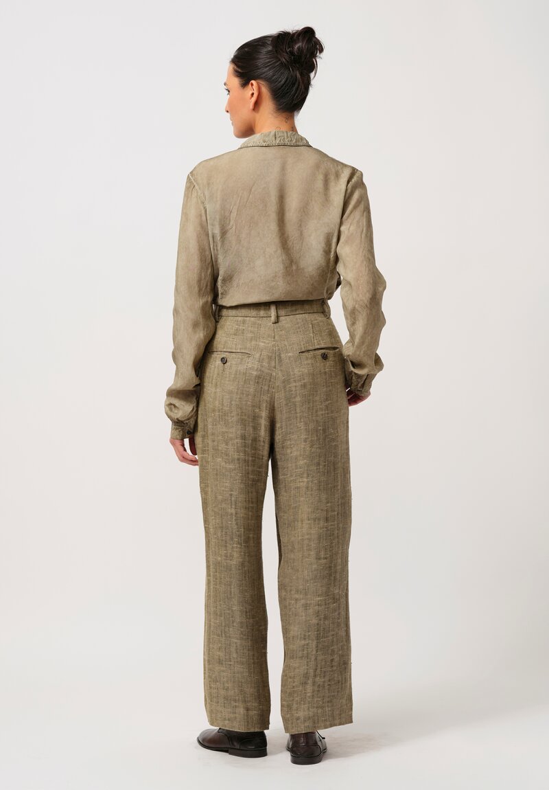 Ziggy Chen Linen Pants in Khaki Natural	