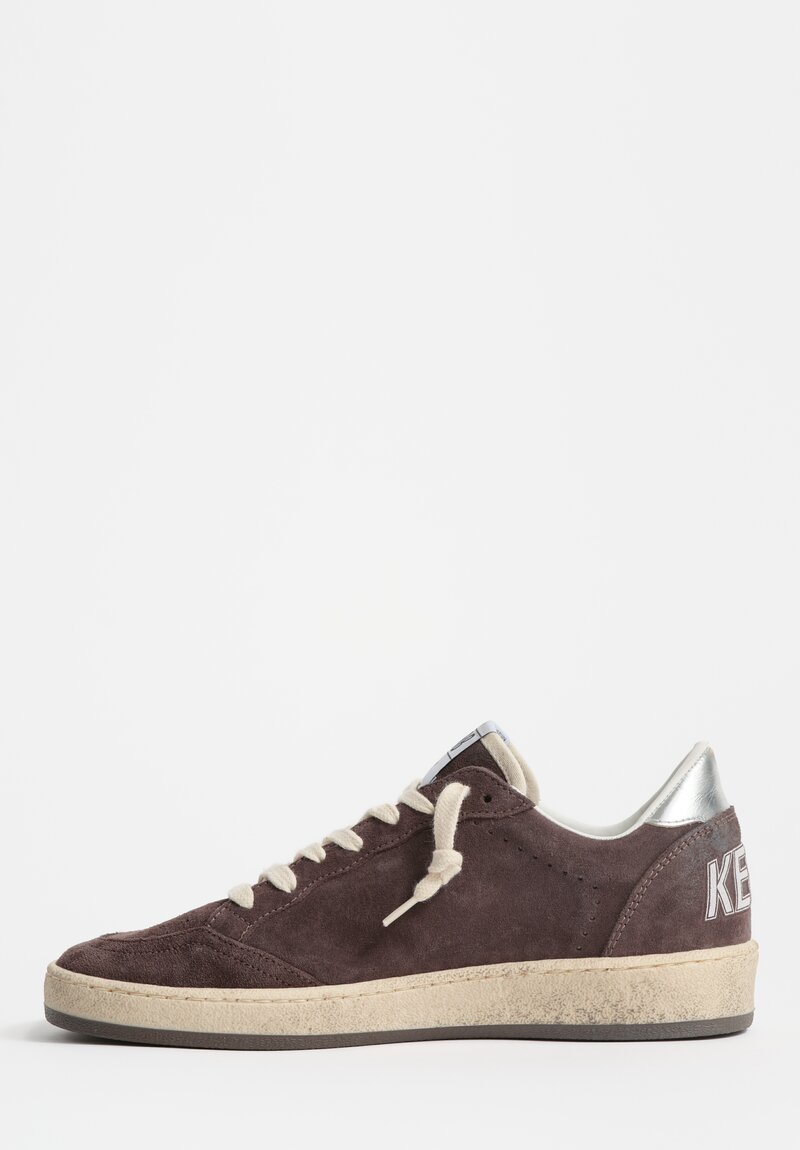 Golden Goose Suede Ball Star in Anthracite Brown & Silver Glitter Star