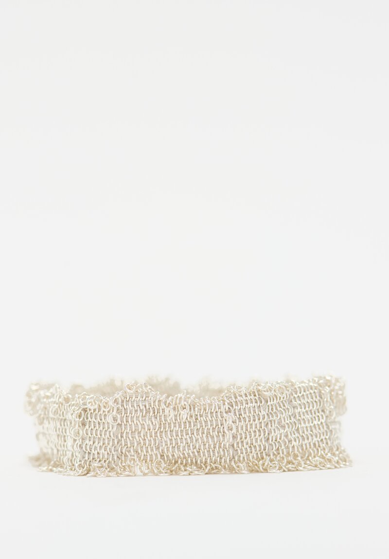 Stephanie Schneider 17 Handwoven Silver & Silk Bracelet	