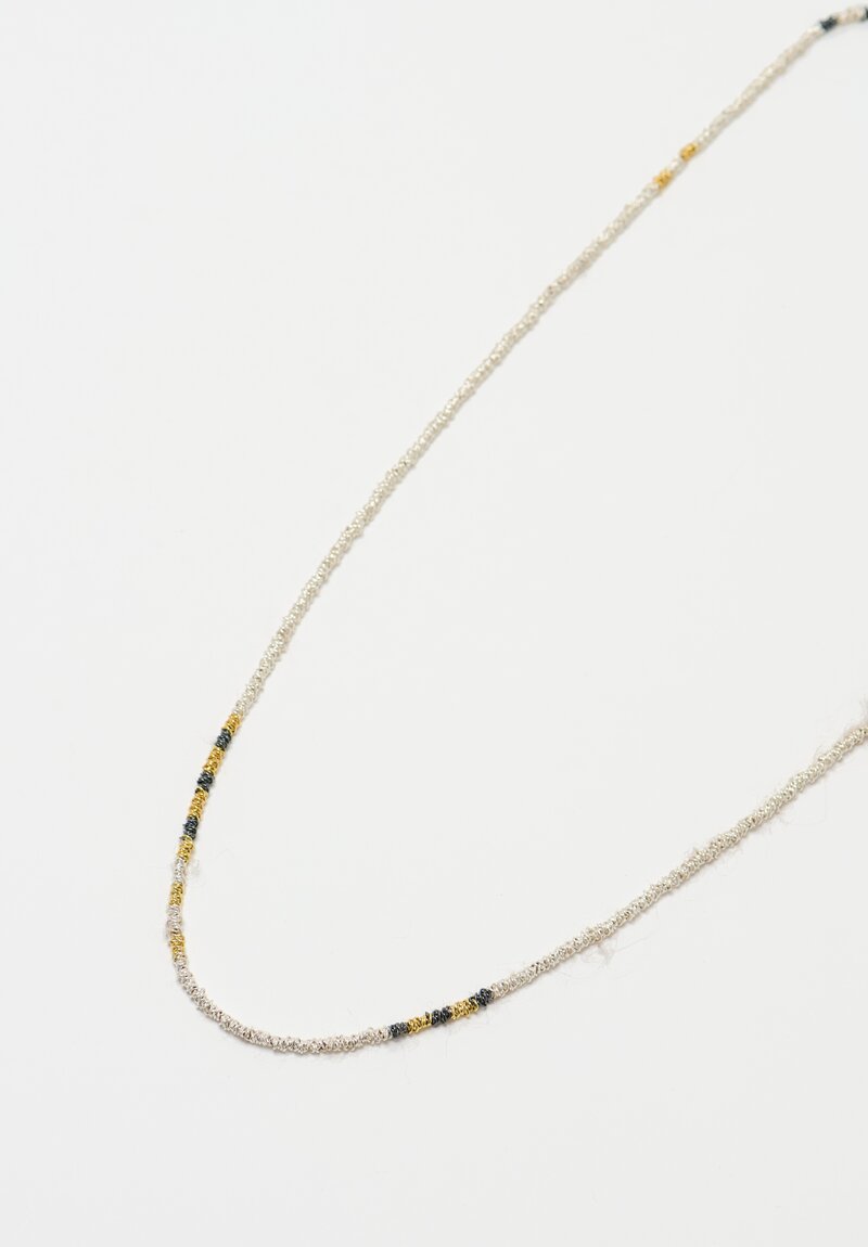 Stephanie Schneider 17 Handwoven Silver, Oxidized Silver, Gold & Mohair Necklace	