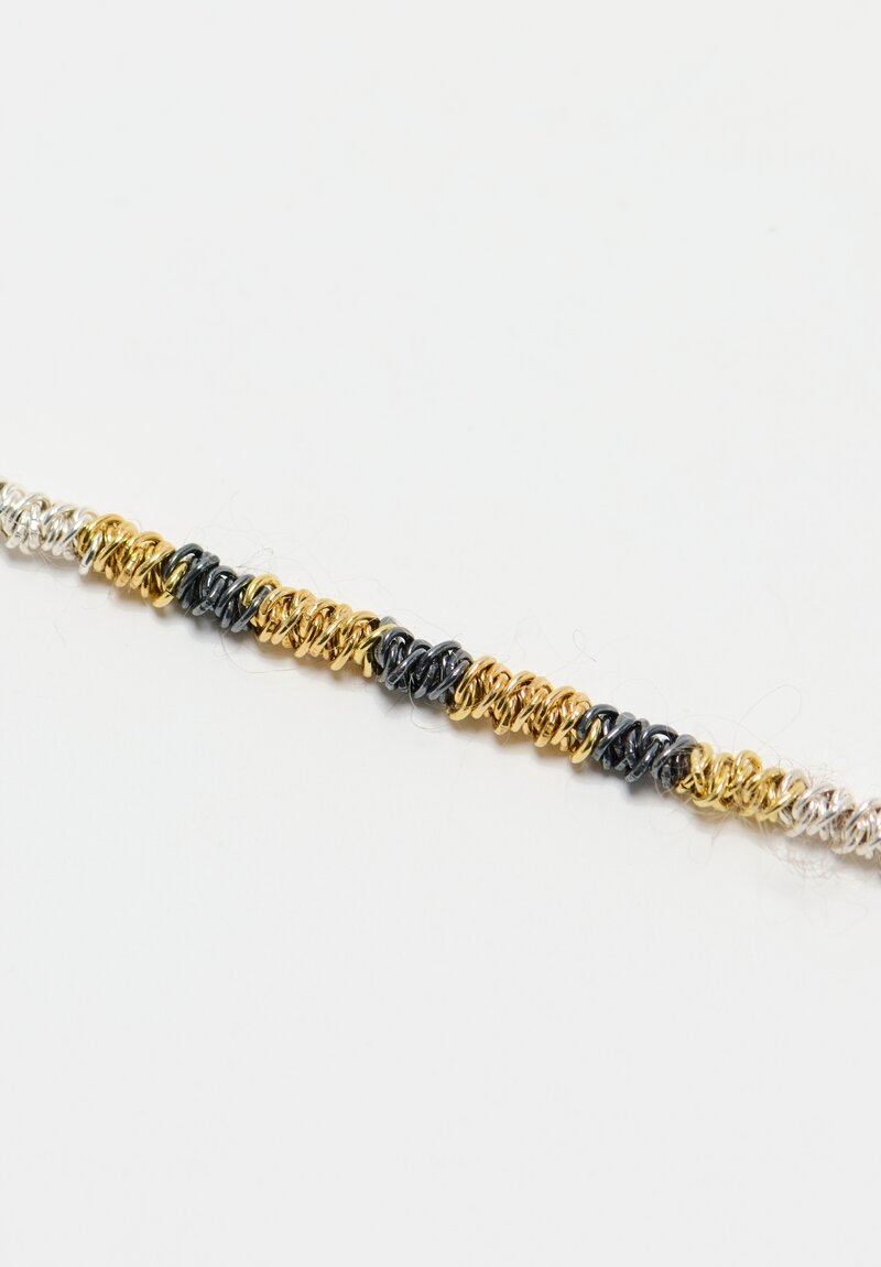 Stephanie Schneider 17 Handwoven Silver, Oxidized Silver, Gold & Mohair Necklace	