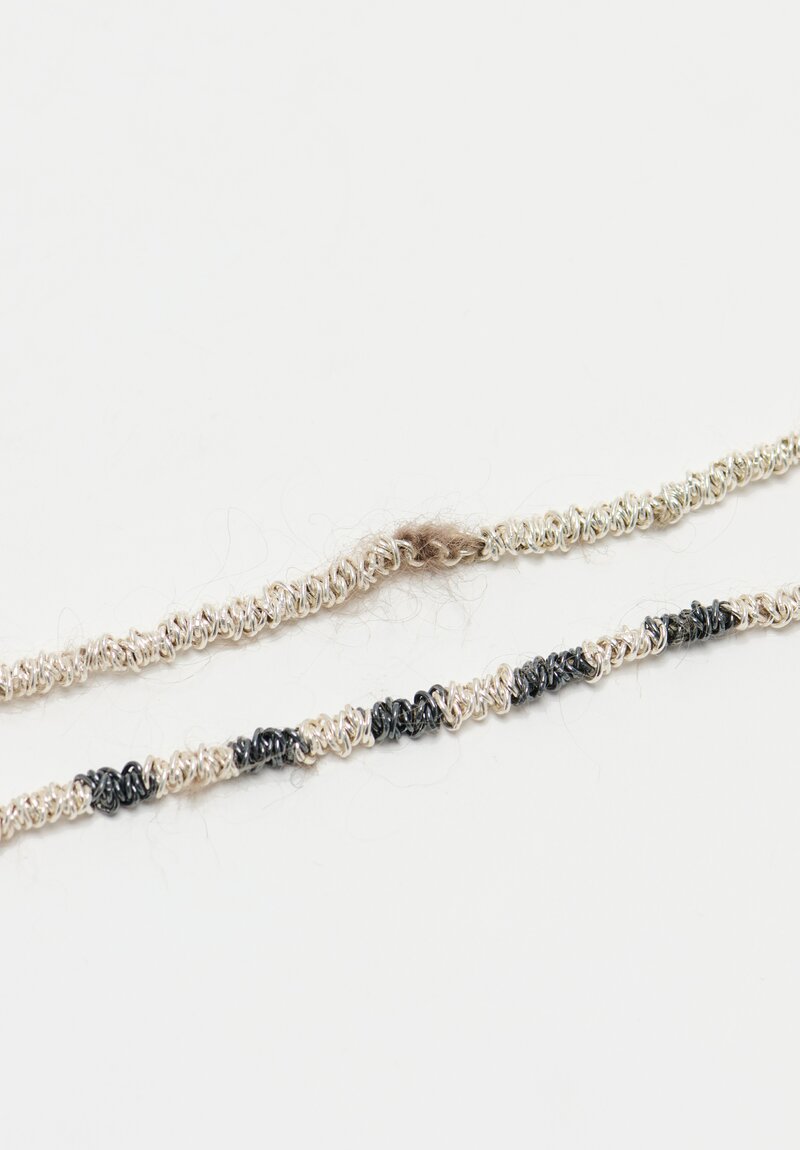 Stephanie Schneider 17 Handwoven Silver, Oxidized Silver, Gold & Mohair Necklace	