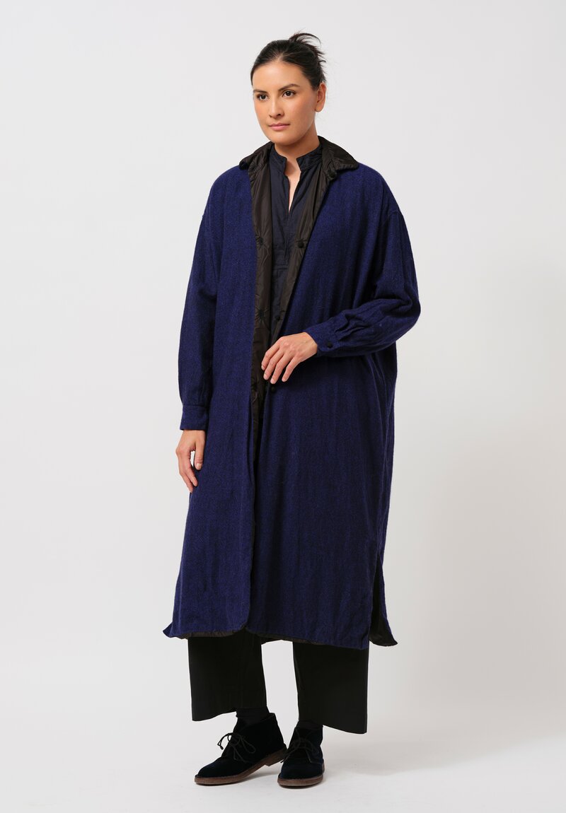 Daniela Gregis Washed Cashmere Uomo Double Note Coat in Nero Electric Blue & Black	