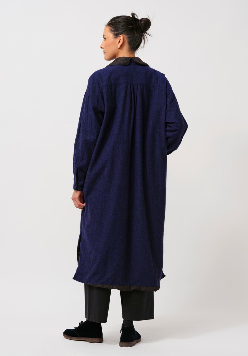 Daniela Gregis Washed Cashmere Uomo Double Note Coat in Nero Electric Blue & Black	