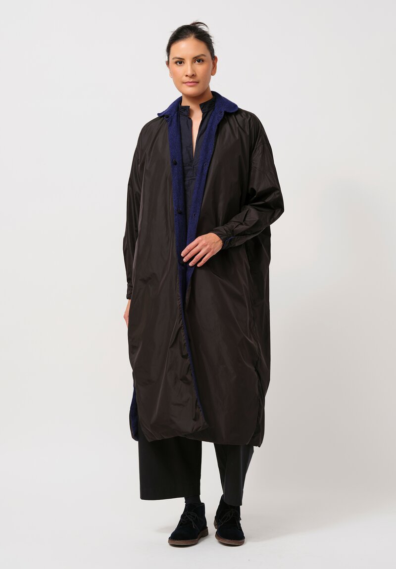 Daniela Gregis Washed Cashmere Uomo Double Note Coat in Nero Electric Blue & Black	