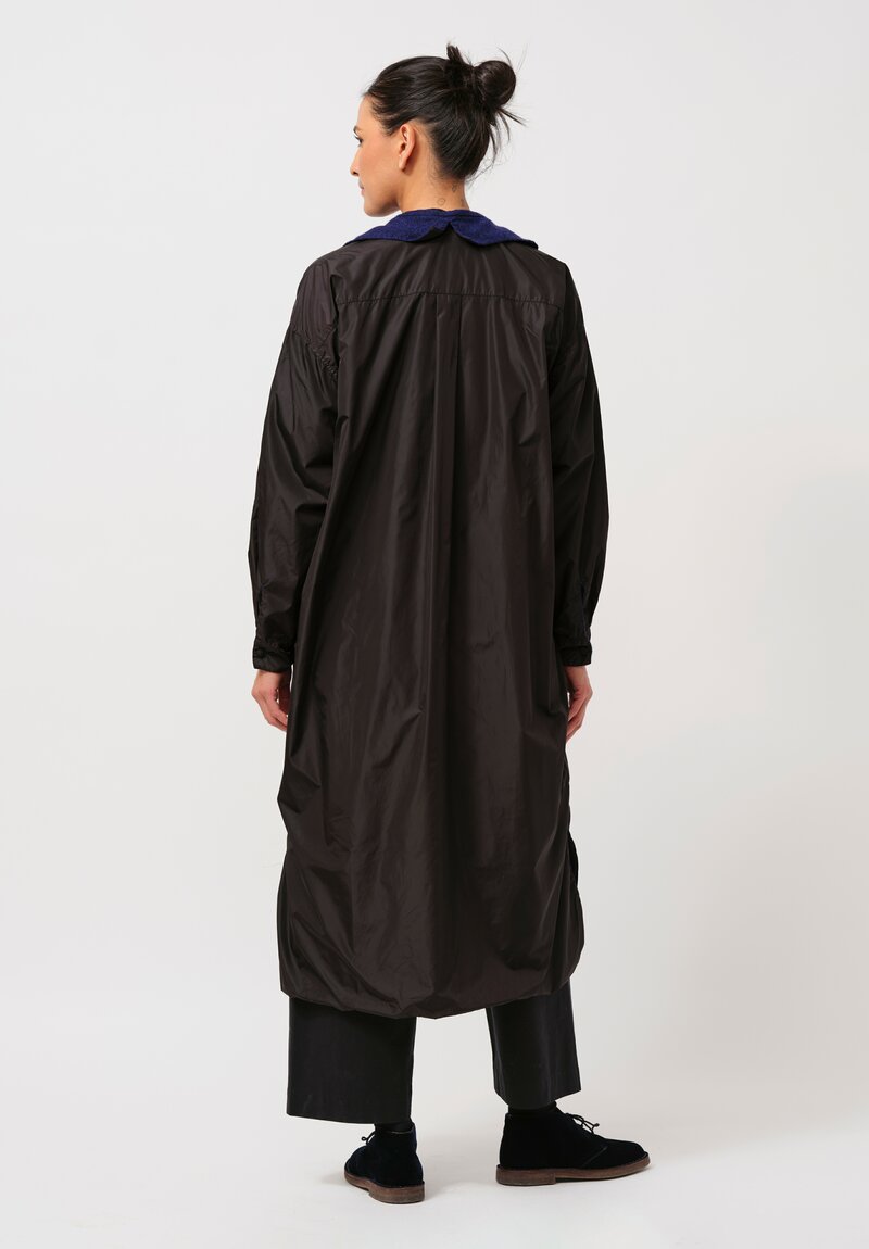 Daniela Gregis Washed Cashmere Uomo Double Note Coat in Nero Electric Blue & Black	