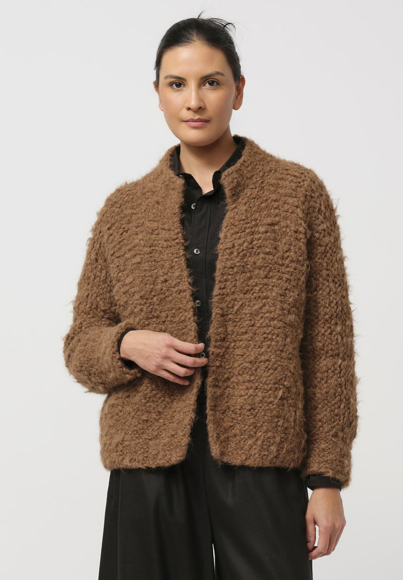 Daniela Gregis Hand-Knit Alpaca Melograno Jacket in Brown	