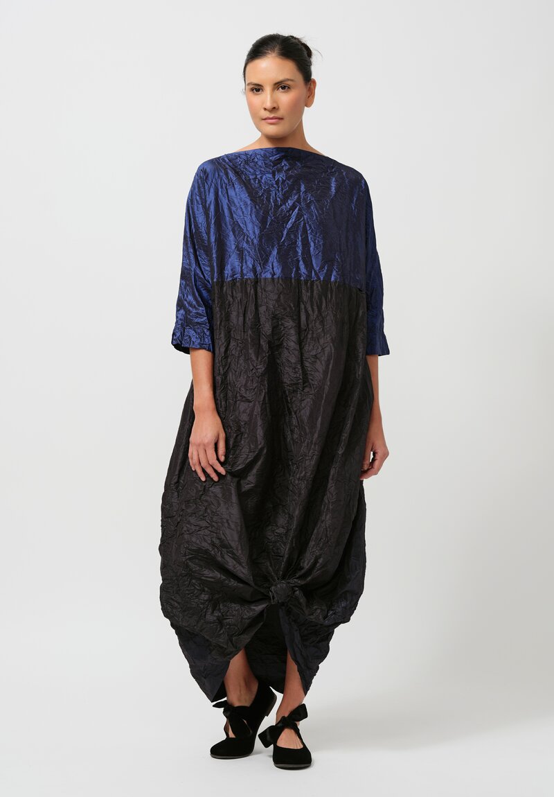 Daniela Gregis Washed Silk Meta Monday Dress in Black & Blue	