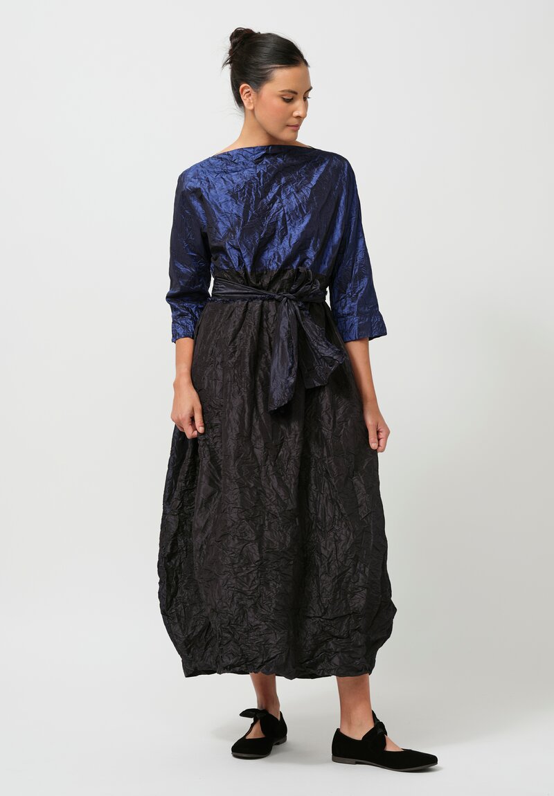 Daniela Gregis Washed Silk Meta Monday Dress in Black & Blue	