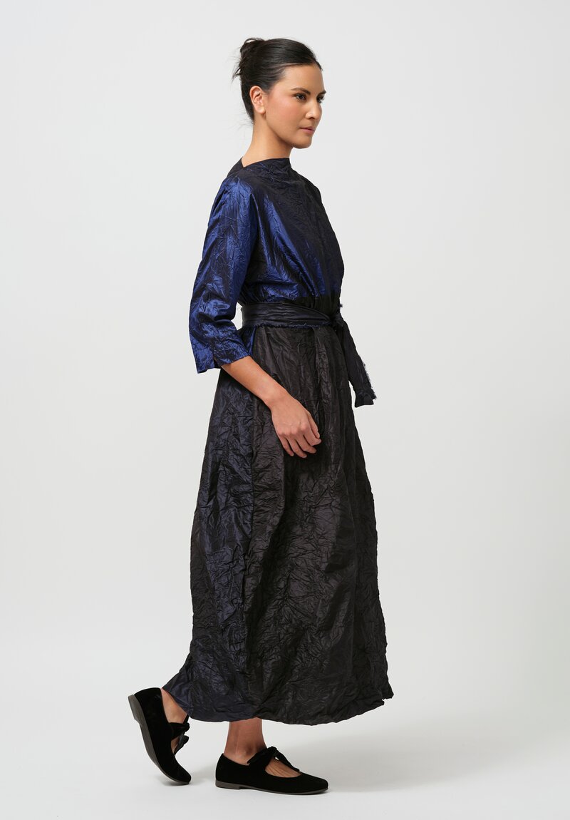 Daniela Gregis Washed Silk Meta Monday Dress in Black & Blue	