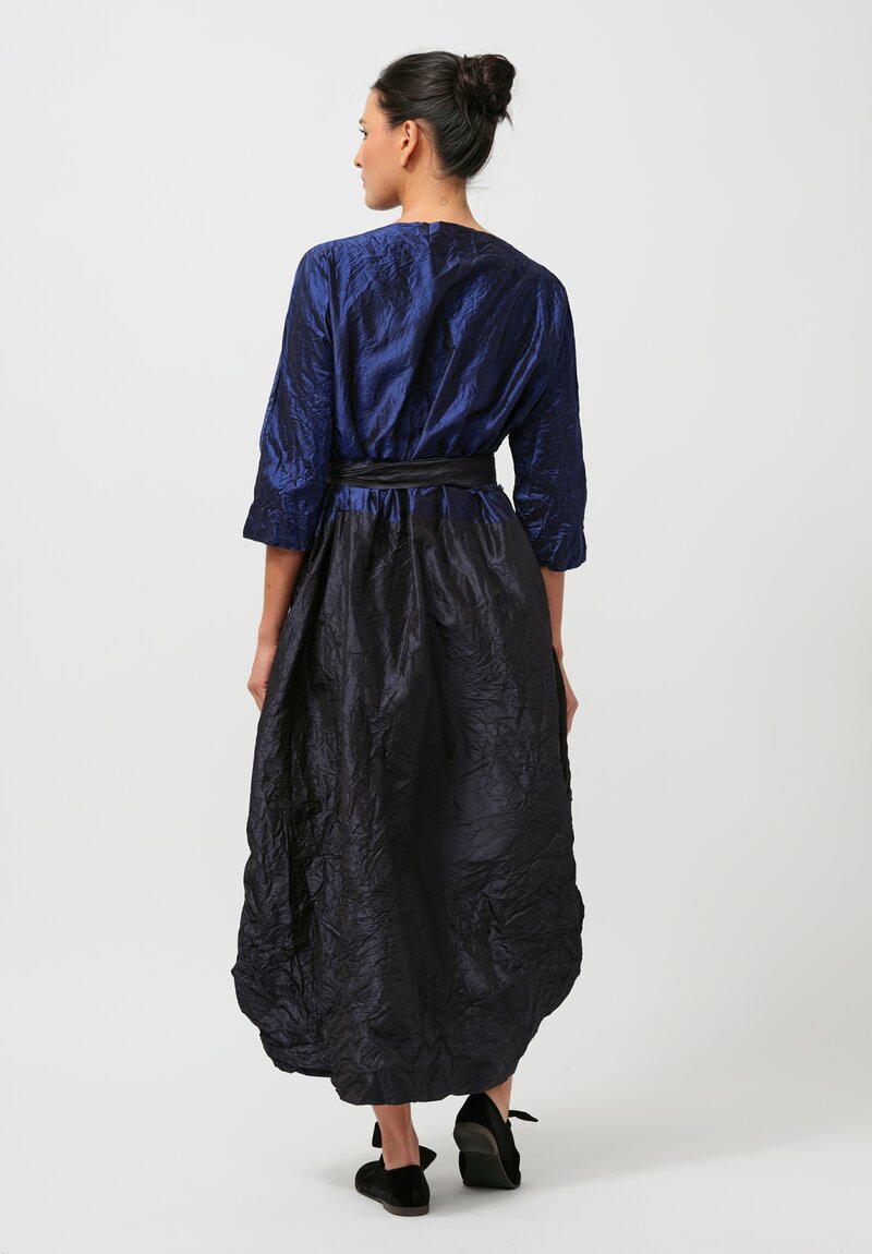 Daniela Gregis Washed Silk Meta Monday Dress in Black & Blue	