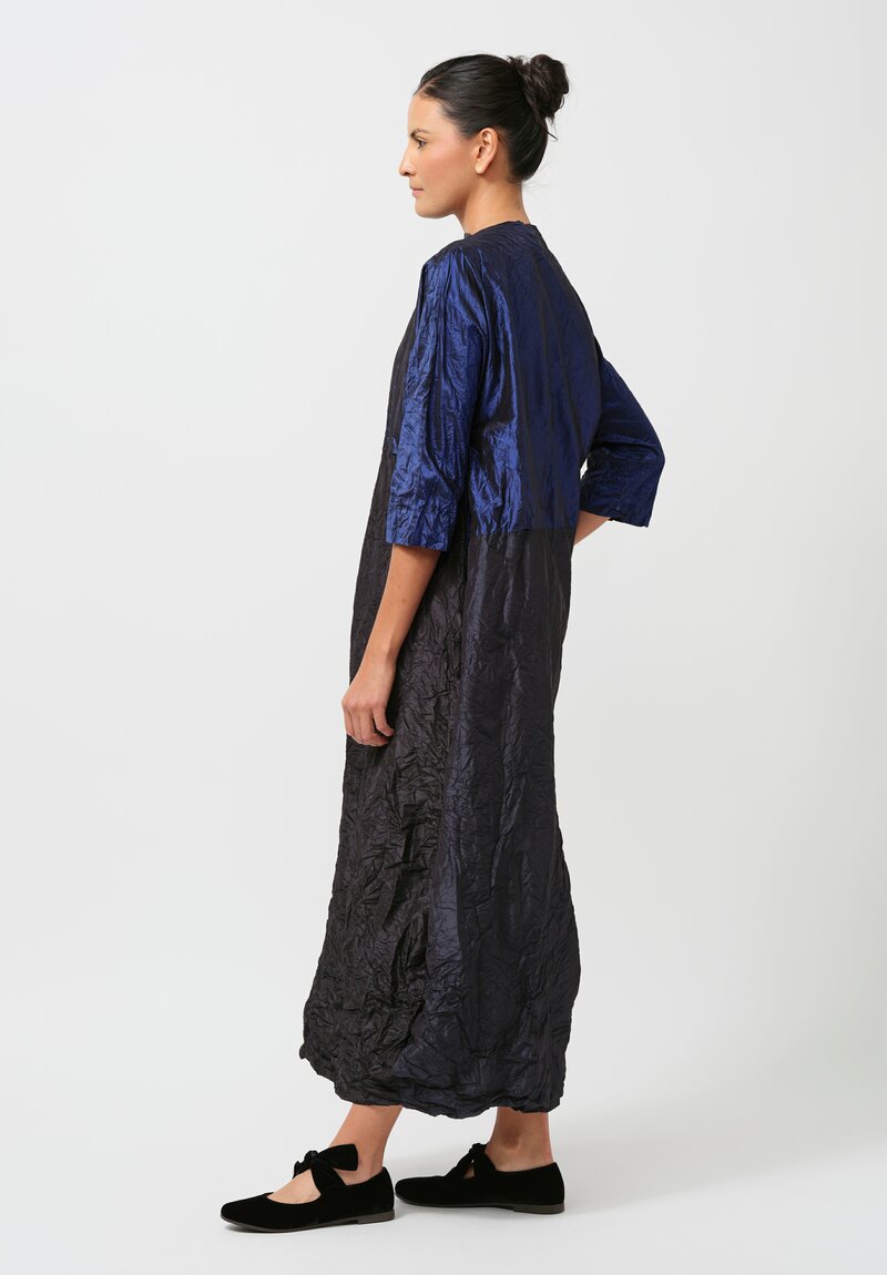 Daniela Gregis Washed Silk Meta Monday Dress in Black & Blue	