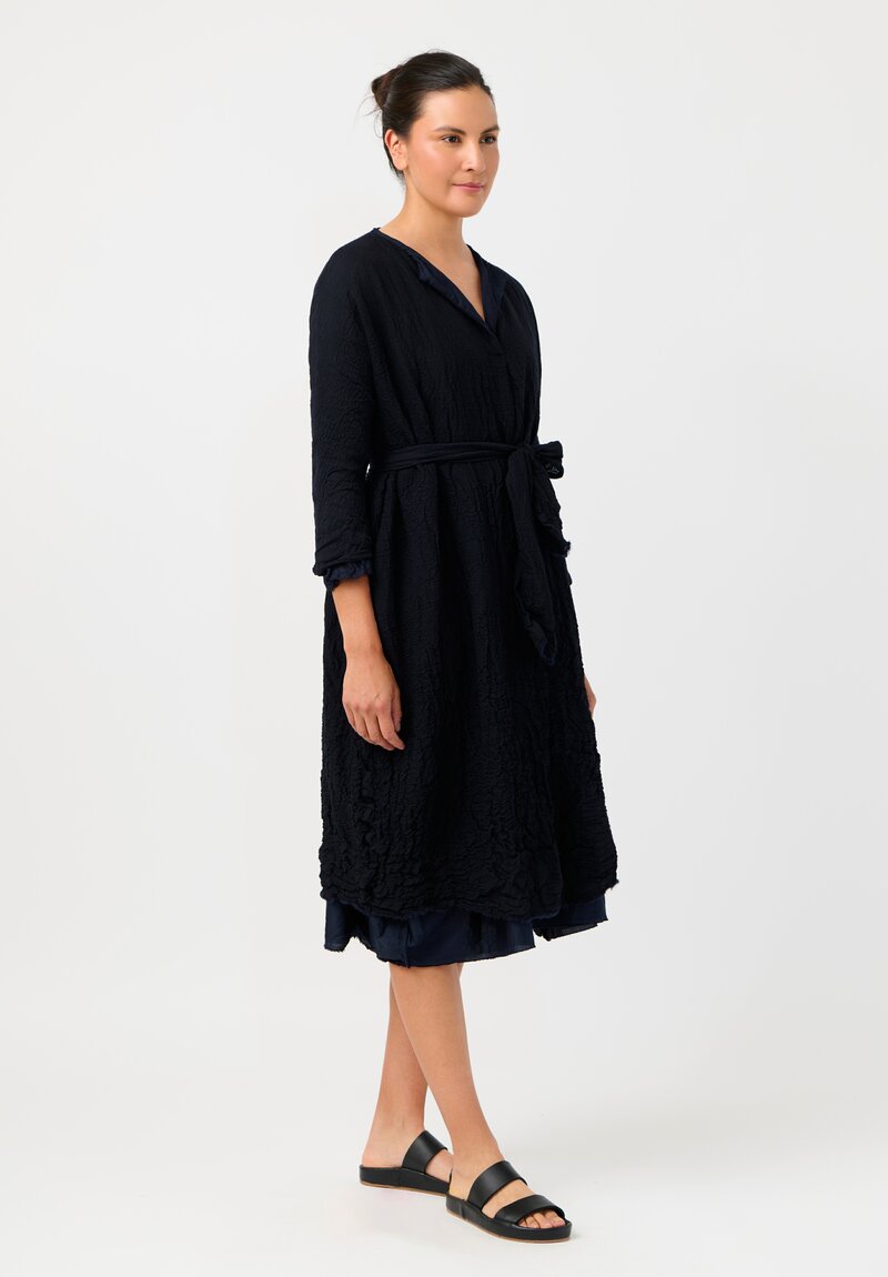 Daniela Gregis Washed Cotton Reversible Abito Venti Dress in Nero Navy Blue & Black
