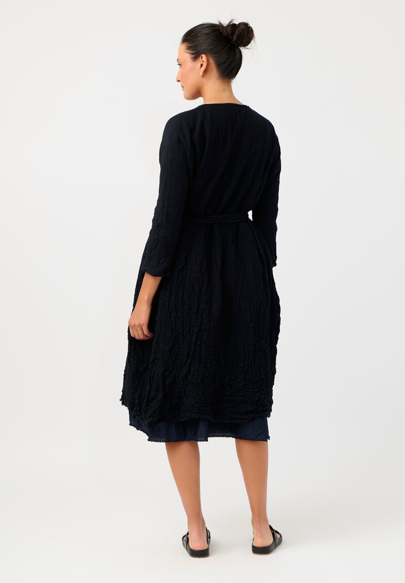 Daniela Gregis Washed Cotton Reversible Abito Venti Dress in Nero Navy Blue & Black