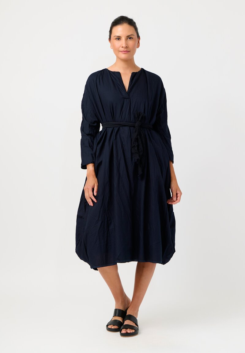 Daniela Gregis Washed Cotton Reversible Abito Venti Dress in Nero Navy Blue & Black