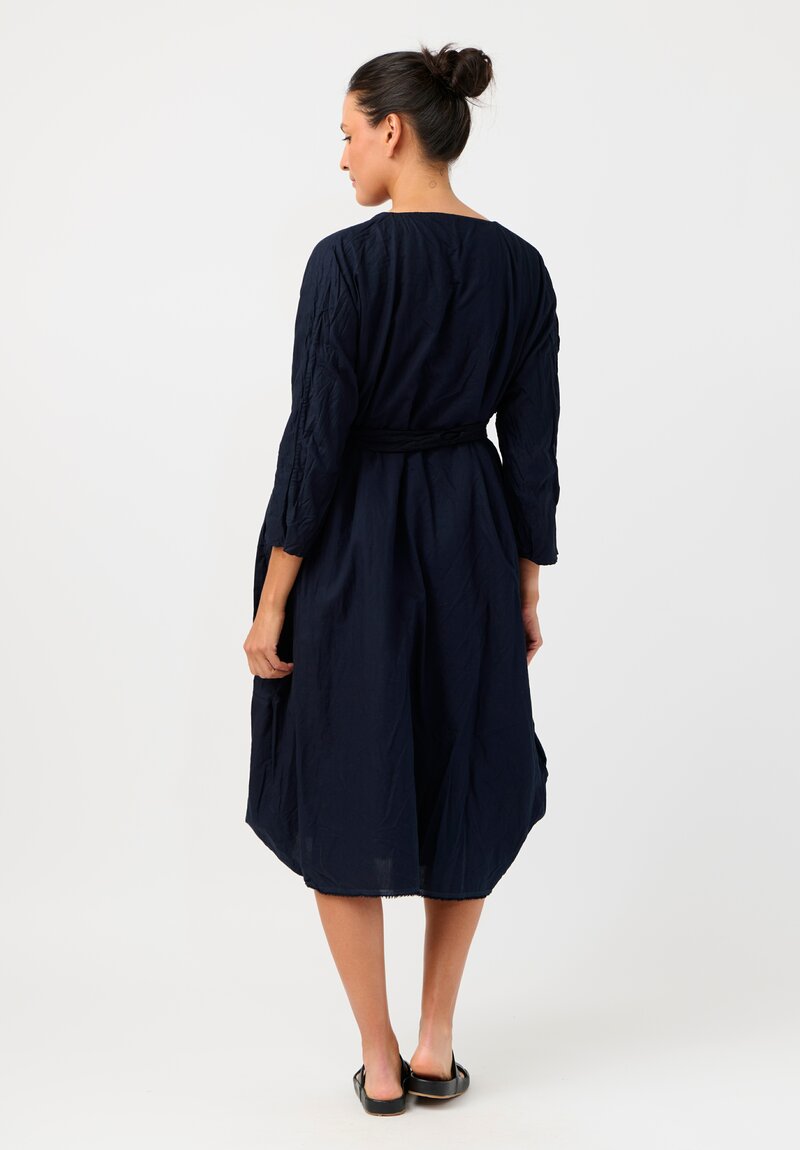 Daniela Gregis Washed Cotton Reversible Abito Venti Dress in Nero Navy Blue & Black