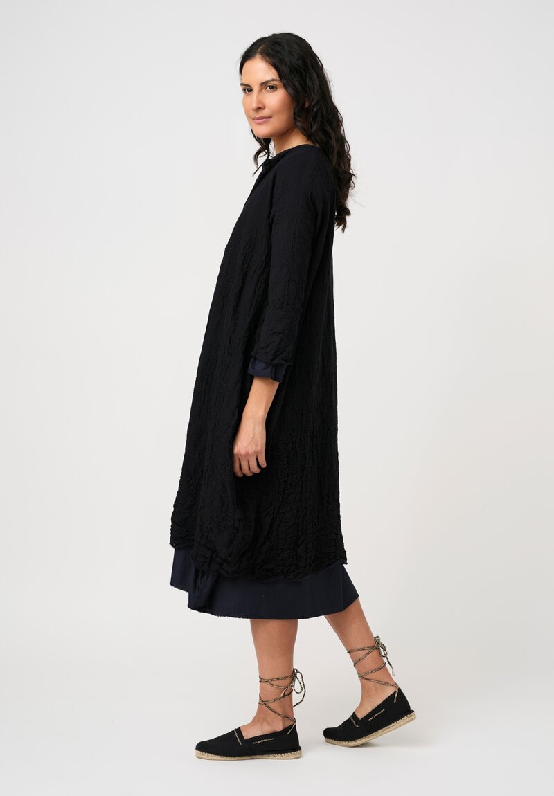 Daniela Gregis Washed Cotton Reversible Abito Venti Dress in Nero Navy Blue & Black