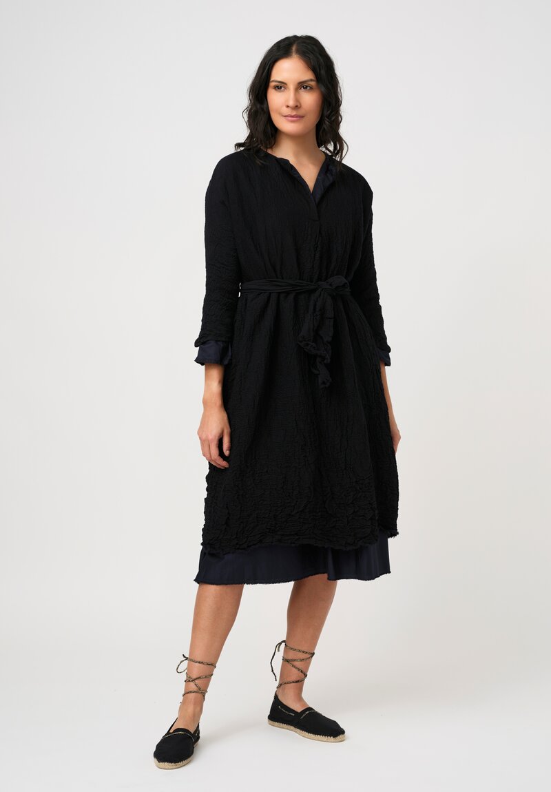 Daniela Gregis Washed Cotton Reversible Abito Venti Dress in Nero Navy Blue & Black