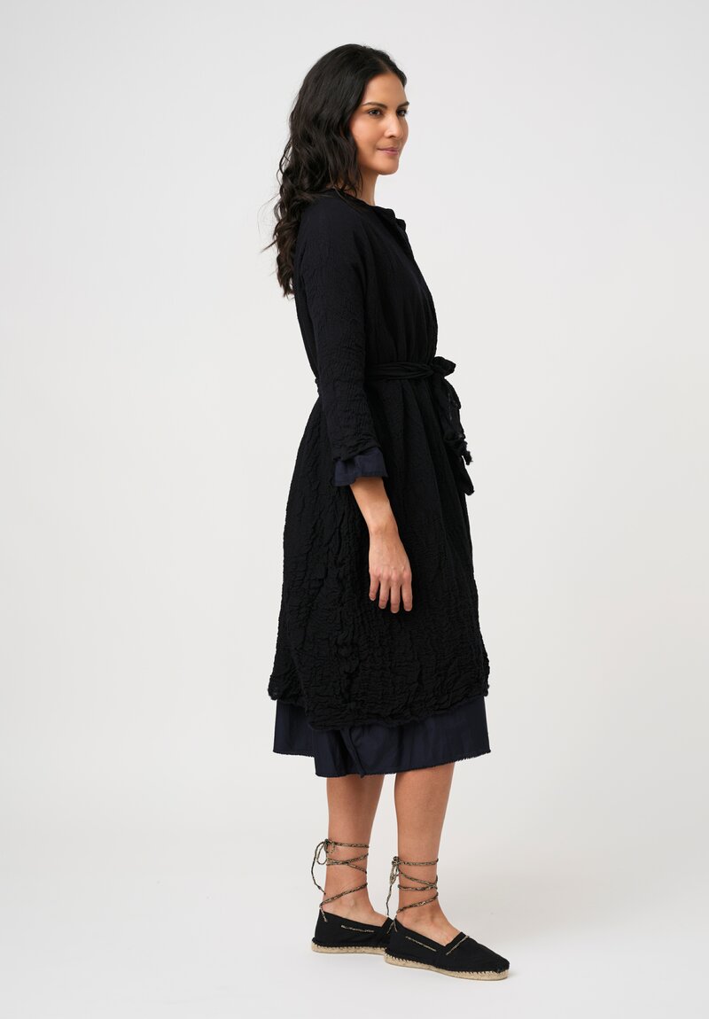 Daniela Gregis Washed Cotton Reversible Abito Venti Dress in Nero Navy Blue & Black