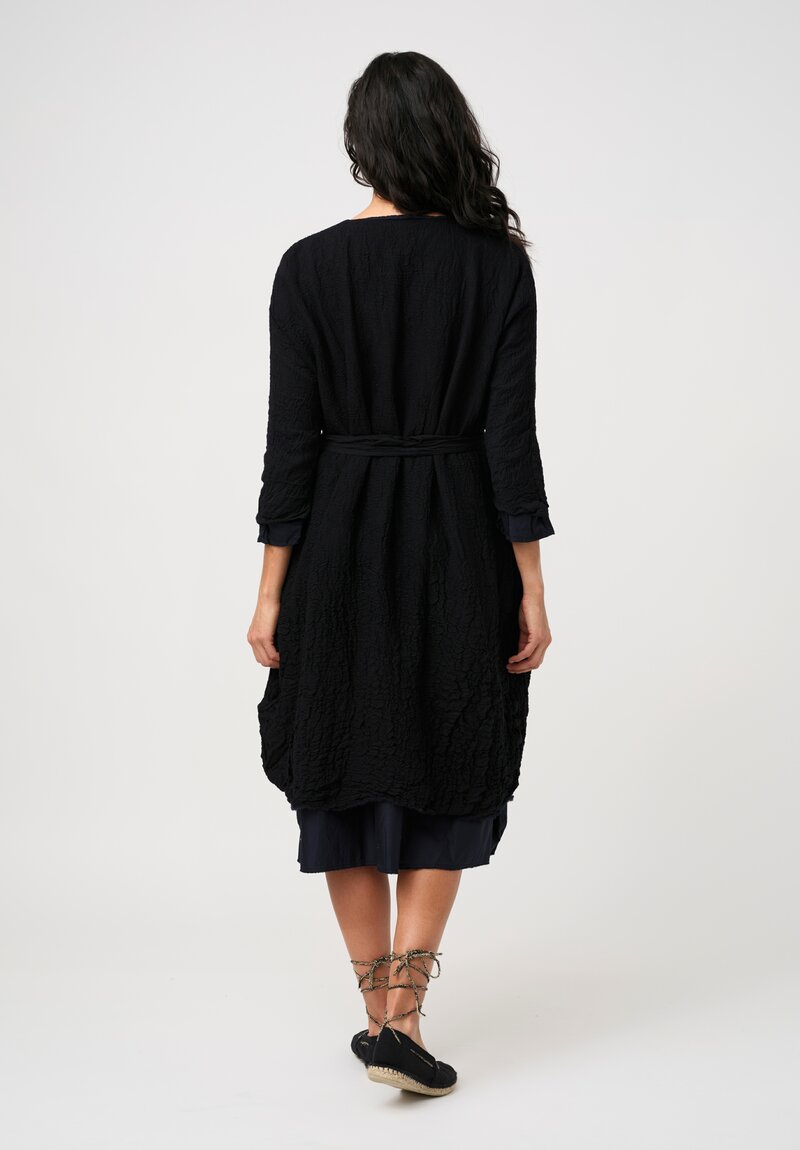 Daniela Gregis Washed Cotton Reversible Abito Venti Dress in Nero Navy Blue & Black