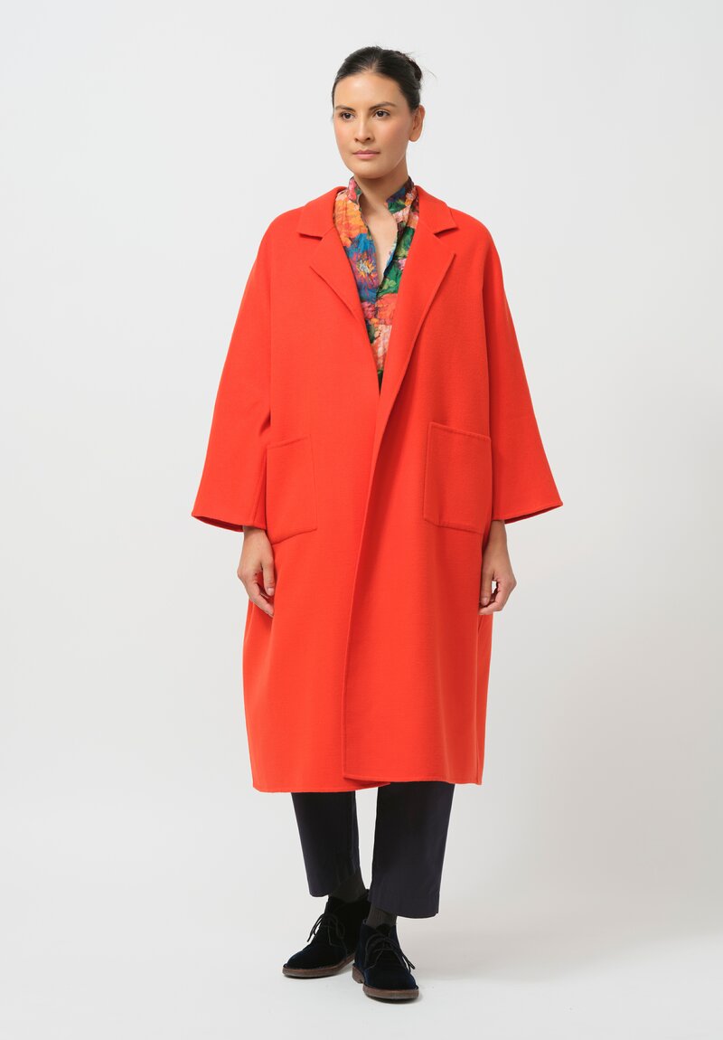 Daniela Gregis Papavero Lungo Coat in Rosso Red