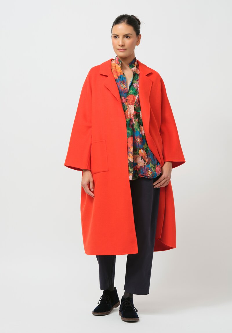 Daniela Gregis Papavero Lungo Coat in Rosso Red