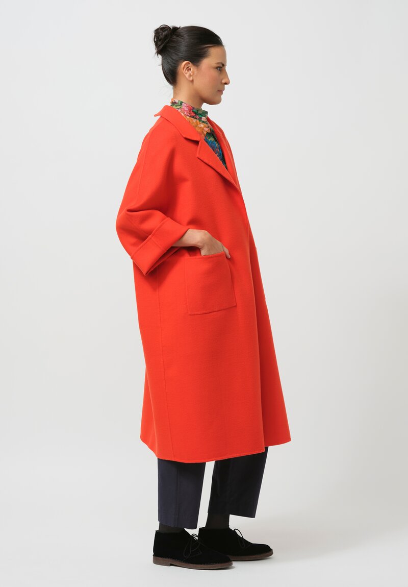 Daniela Gregis Papavero Lungo Coat in Rosso Red