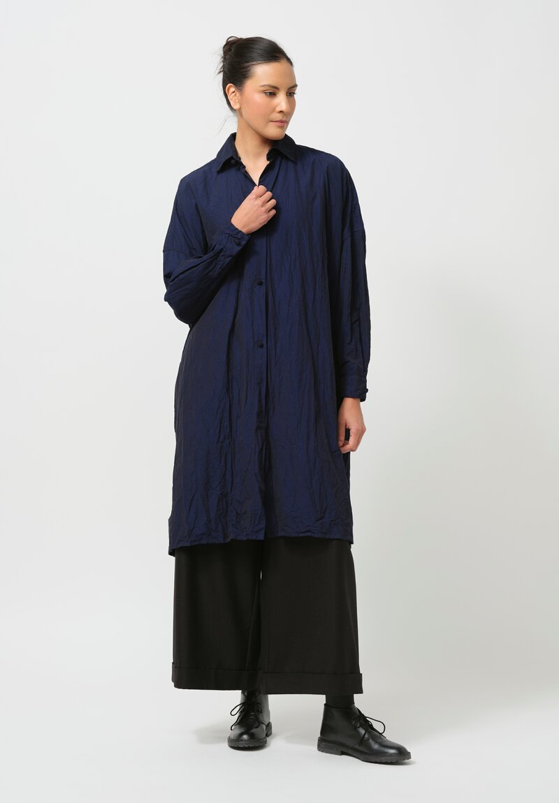 Daniela Gregis Washed Cotton Uomo Pari Tunic in Nero Electric Blue	