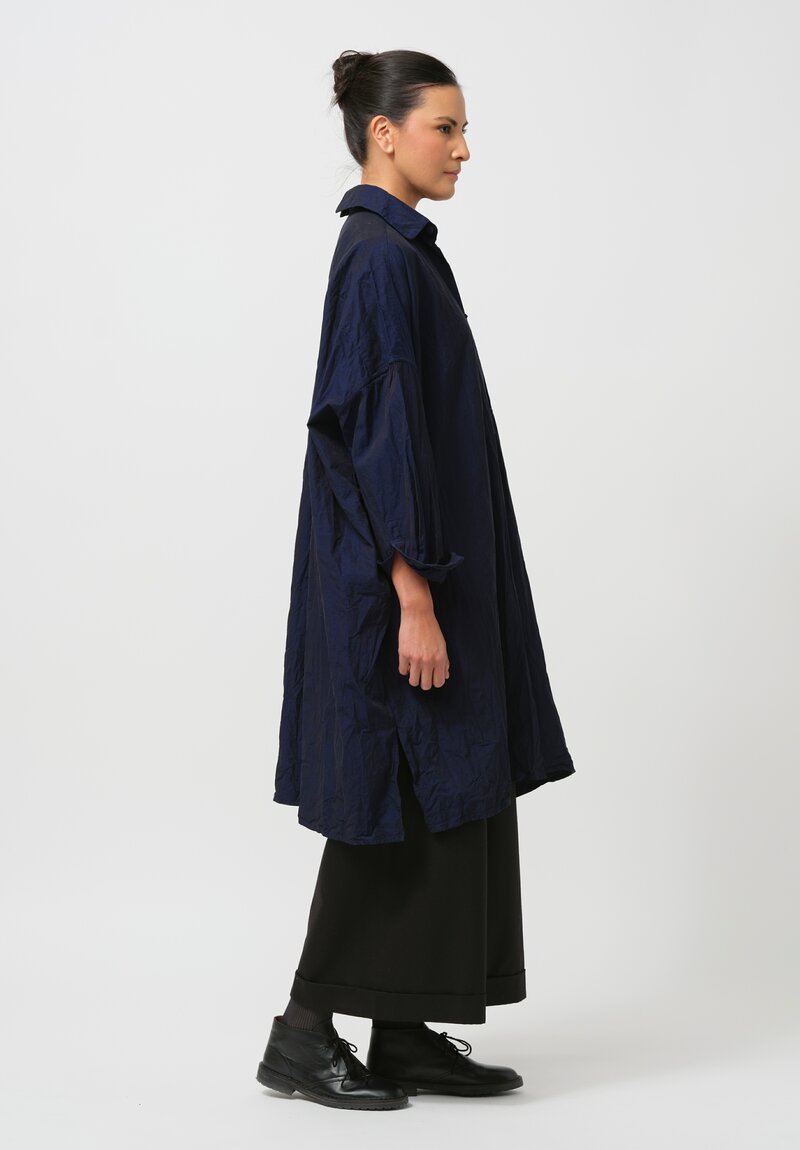 Daniela Gregis Washed Cotton Uomo Pari Tunic in Nero Electric Blue	