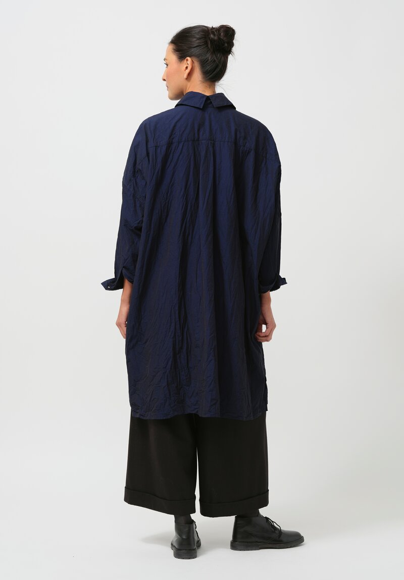 Daniela Gregis Washed Cotton Uomo Pari Tunic in Nero Electric Blue	