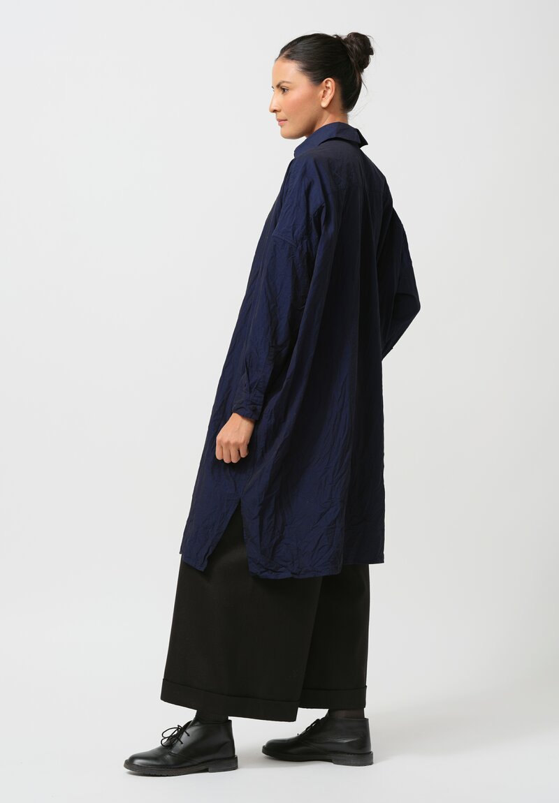 Daniela Gregis Washed Cotton Uomo Pari Tunic in Nero Electric Blue	