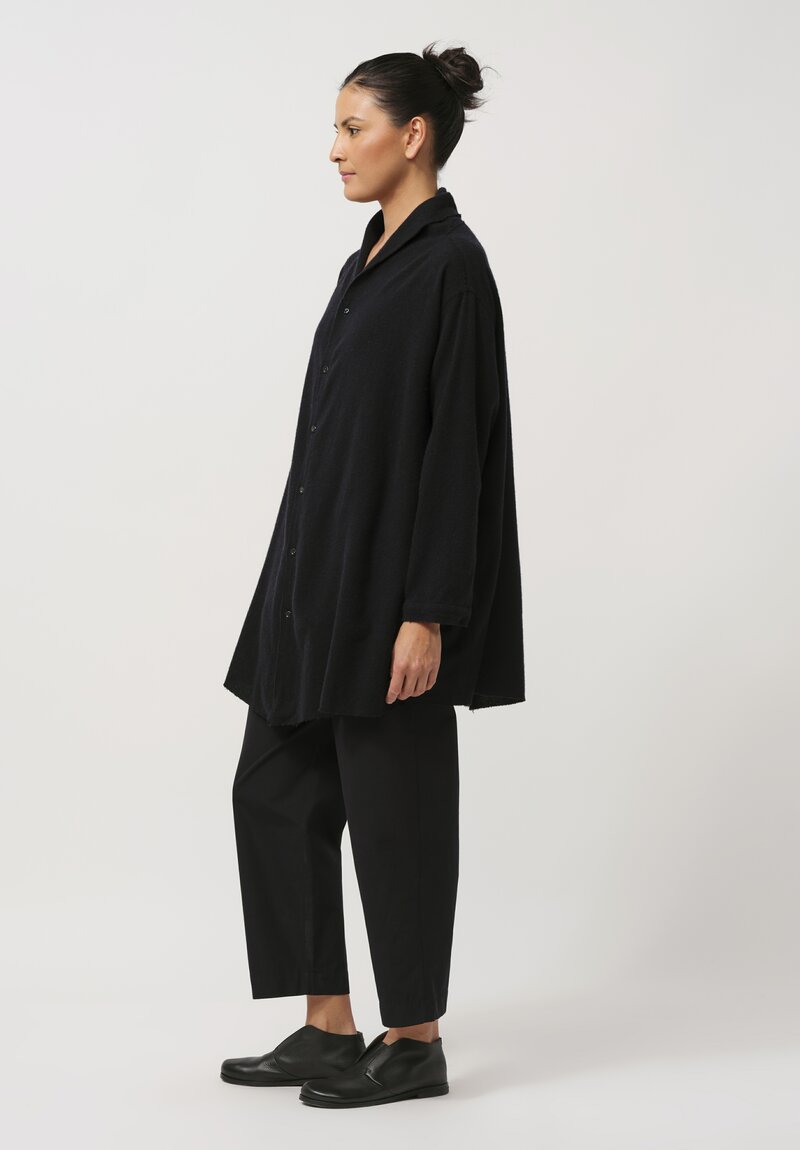 Kaval Cashmere Etamine Shirt in Dark Navy	