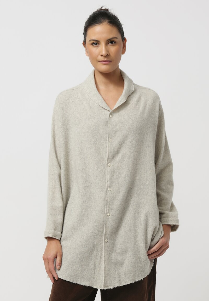 Kaval Cashmere Etamine Shirt in Light Grey	