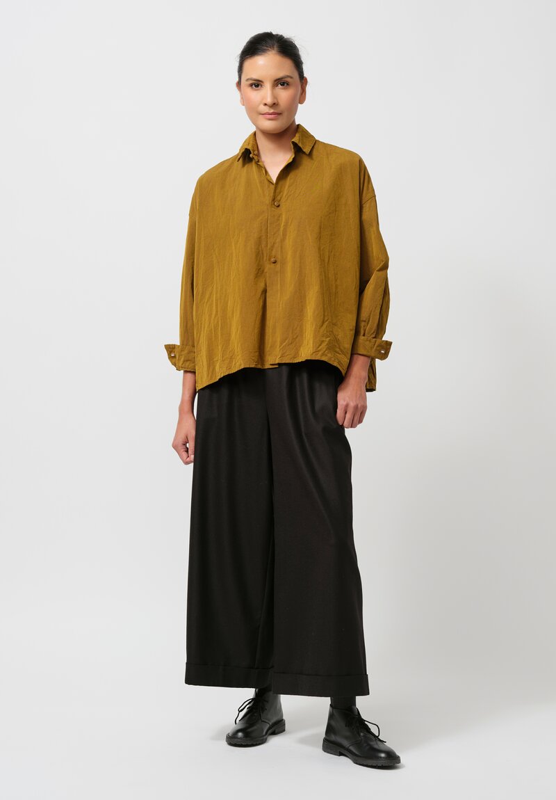 Daniela Gregis Cropped Washed Cotton Twill Uomo Shirt in Oro Gold	