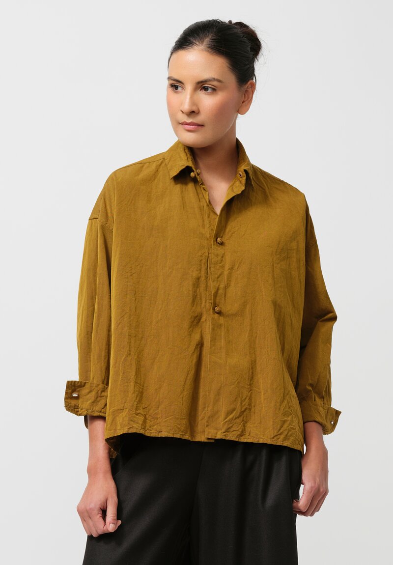 Daniela Gregis Cropped Washed Cotton Twill Uomo Shirt in Oro Gold	