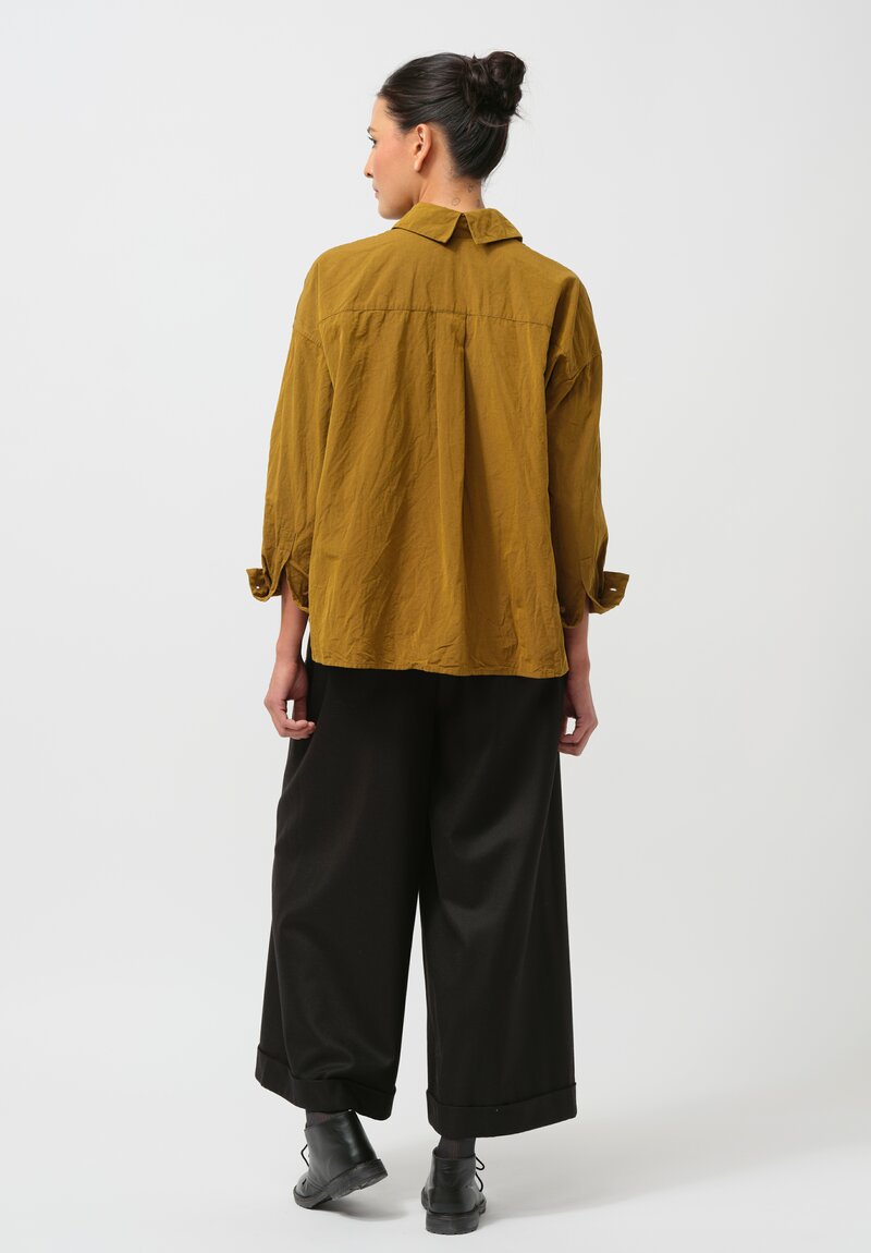 Daniela Gregis Cropped Washed Cotton Twill Uomo Shirt in Oro Gold	