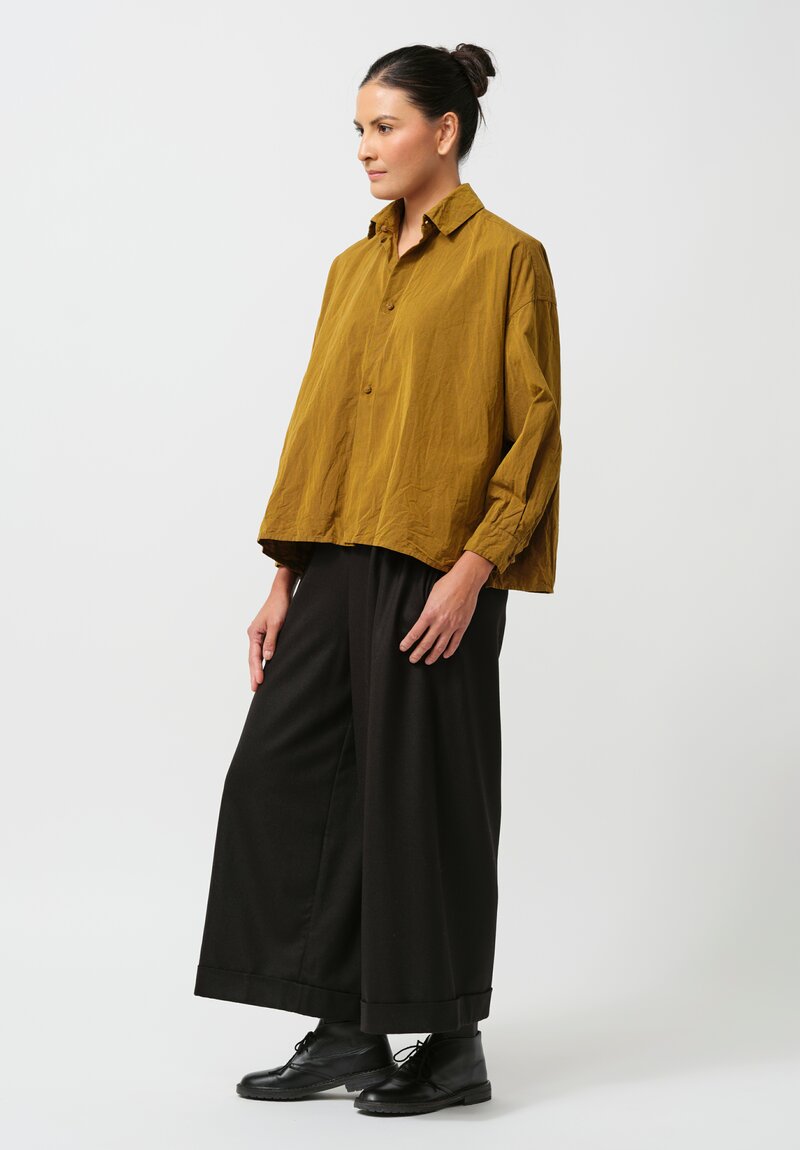 Daniela Gregis Cropped Washed Cotton Twill Uomo Shirt in Oro Gold	