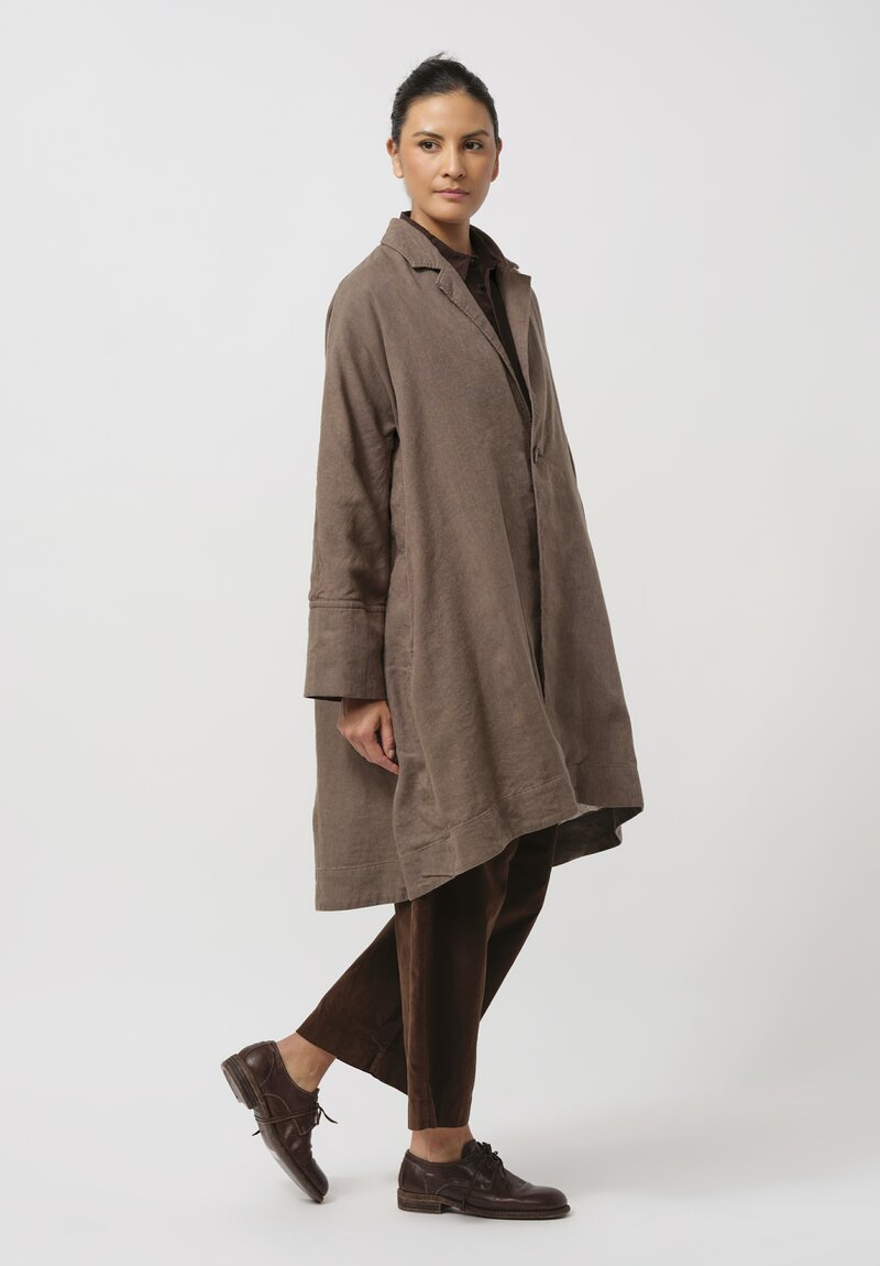 Kaval Broken Twill A-line Coat in Beige	