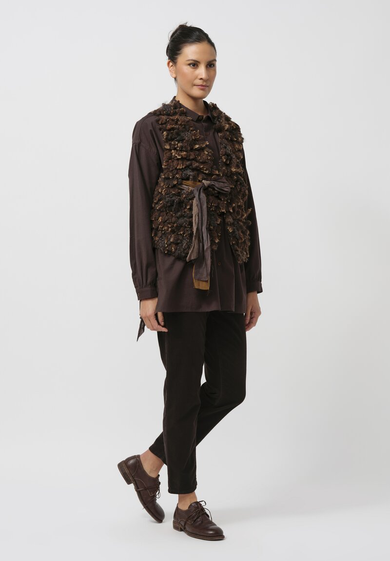 Kaval Fluffy Sheep Sansa Vest in Brown	