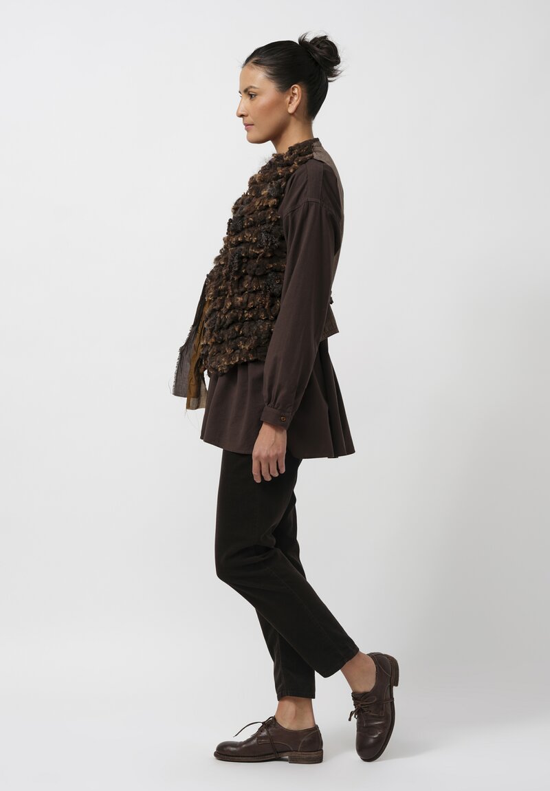 Kaval Fluffy Sheep Sansa Vest in Brown	