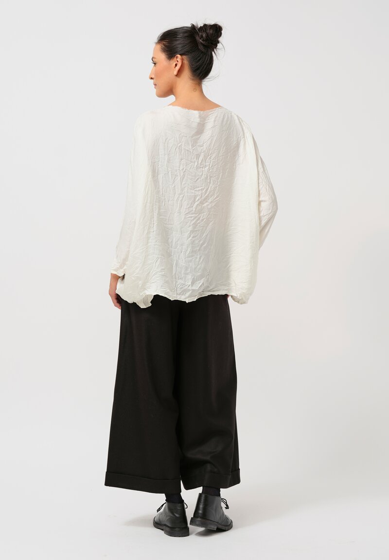 Daniela Gregis Washed Silk Twill Dyed Long Shirt in Panna Cream	