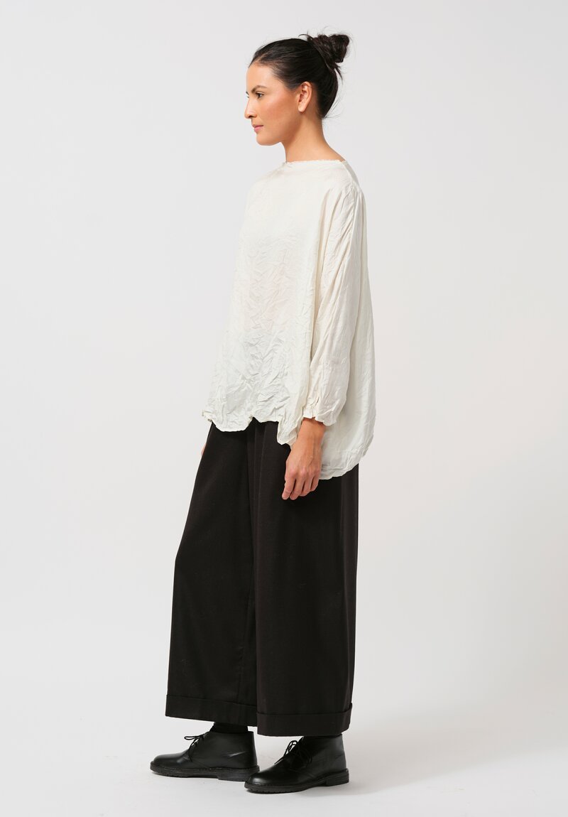 Daniela Gregis Washed Silk Twill Dyed Long Shirt in Panna Cream	