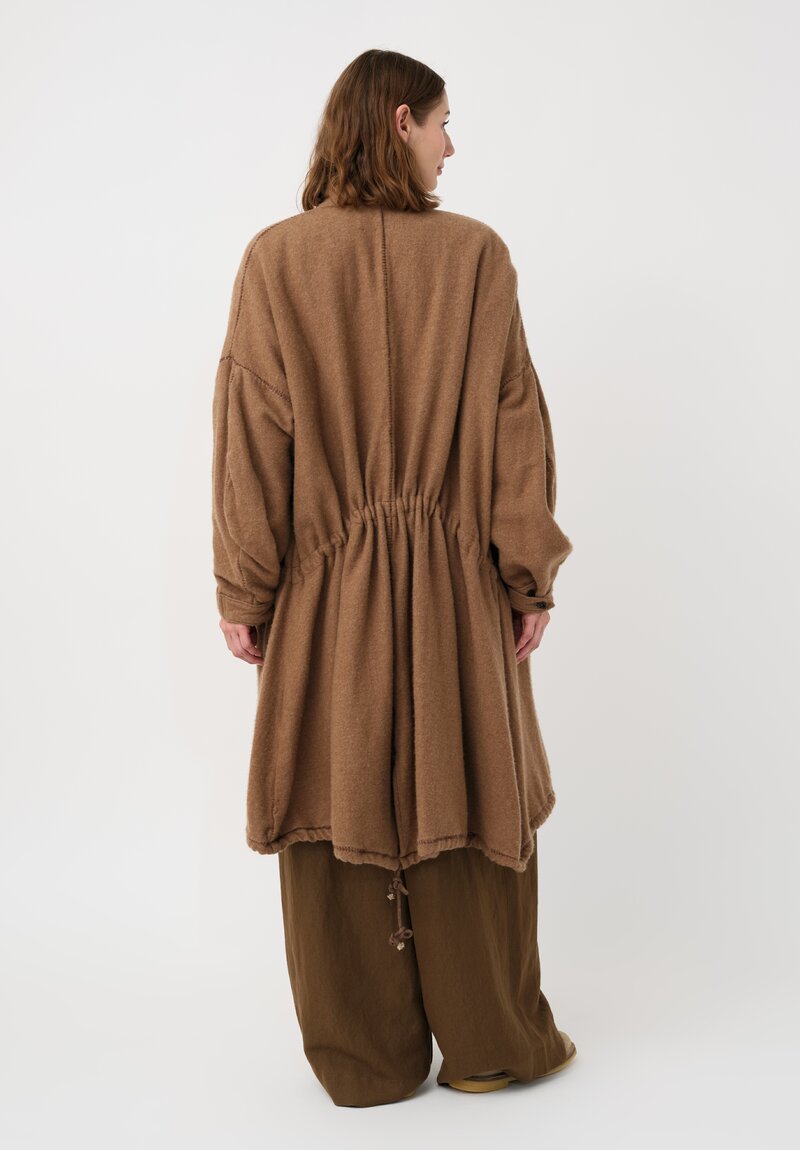 Kaval Thermal Cashmere Blanket Stitched Coat in Camel Brown