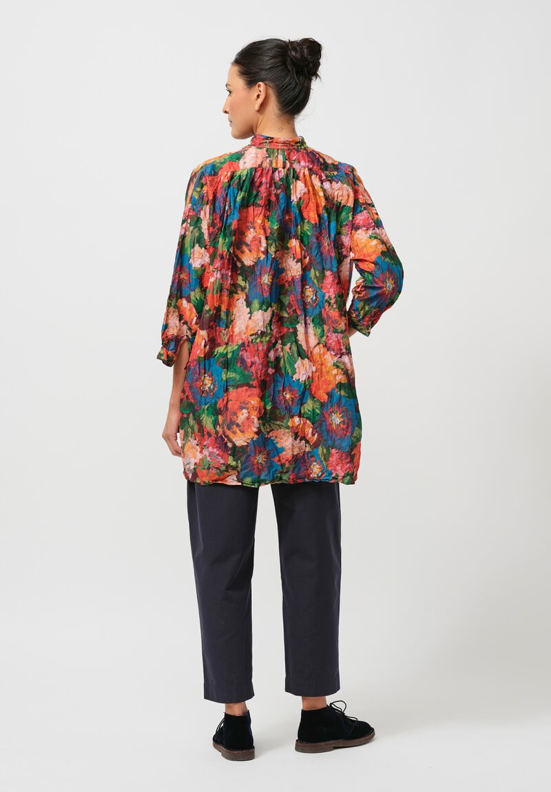 Daniela Gregis Washed Cotton Twill Inverno Kora Top in Rosa Bouquet	