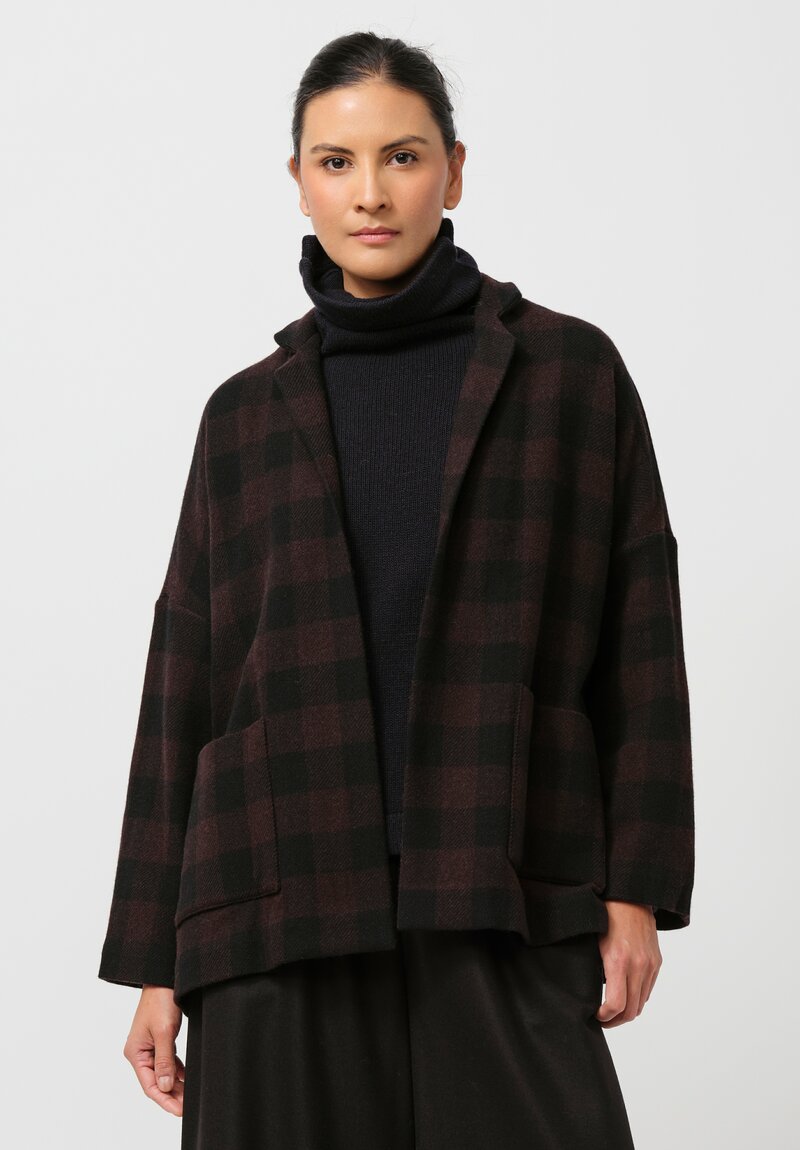 Daniela Gregis Gladiolo Jacket in Nero Black & Brown Check