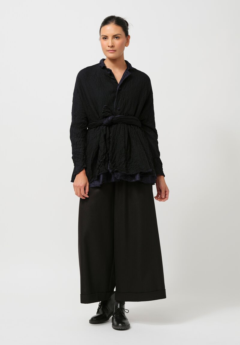 Daniela Gregis Washed Cotton & Wool Campanella Jacket in Nero Navy Blue	