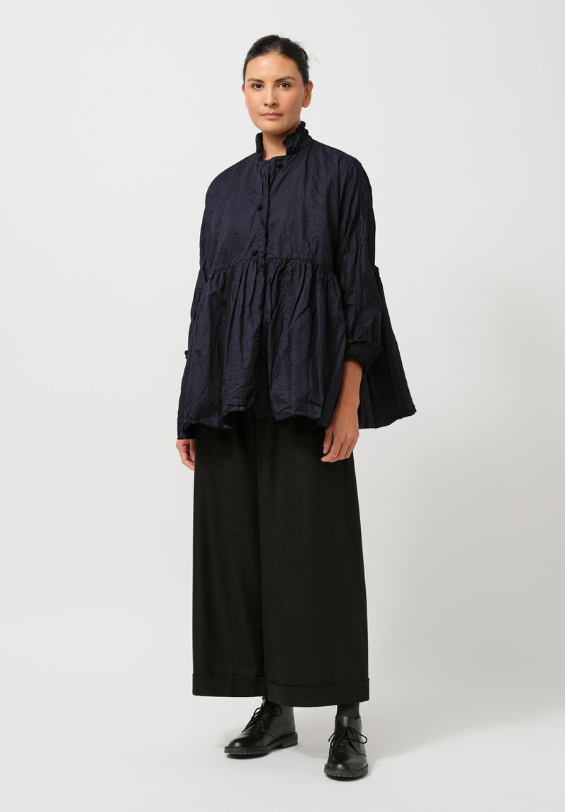 Daniela Gregis Washed Cotton & Wool Campanella Jacket in Nero Navy Blue	